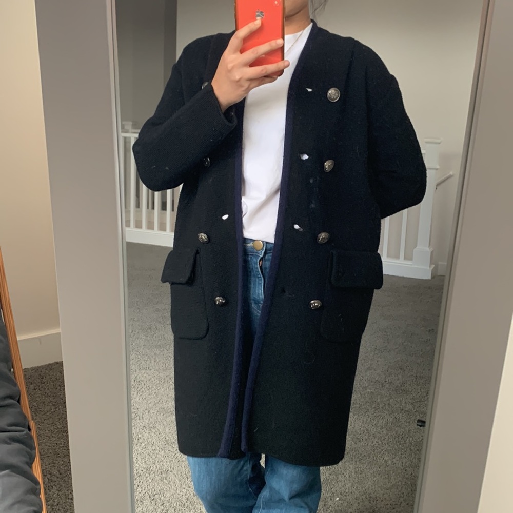 Heavy Weight wool black sweater jacket with bottoms